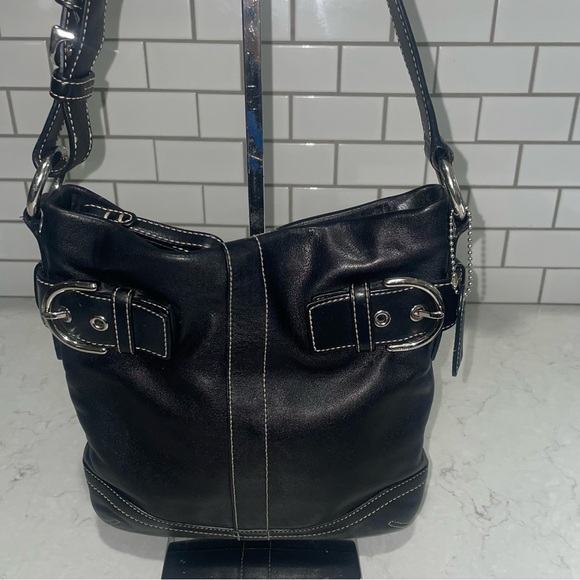 Coach 2005 Soho Black Leather Y2K Slim Duffle Convertible 1453 - Picture 1 of 13